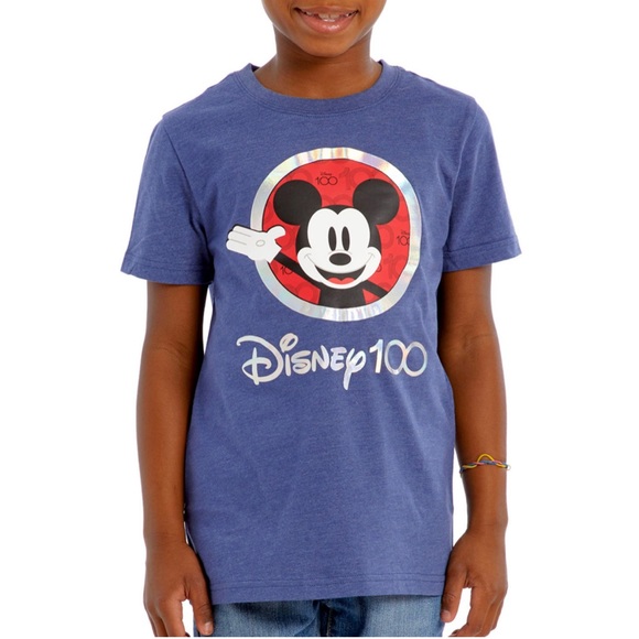 Unisex Disney 100 Years Mickey Mouse Shirt - Shiny Front and Back Graphics - Picture 2 of 10